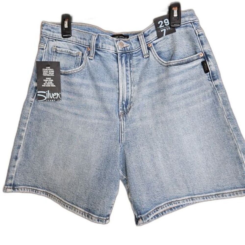 Silver Jeans Co. Womens‎ Vintage Long Shorts High Rise Indigo Blue Denim Size 29